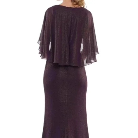 NWT Marsoni by Colors MV1130 Chiffon Mother of the Bride Dress Eggplant Size 18 - Picture 3 of 8